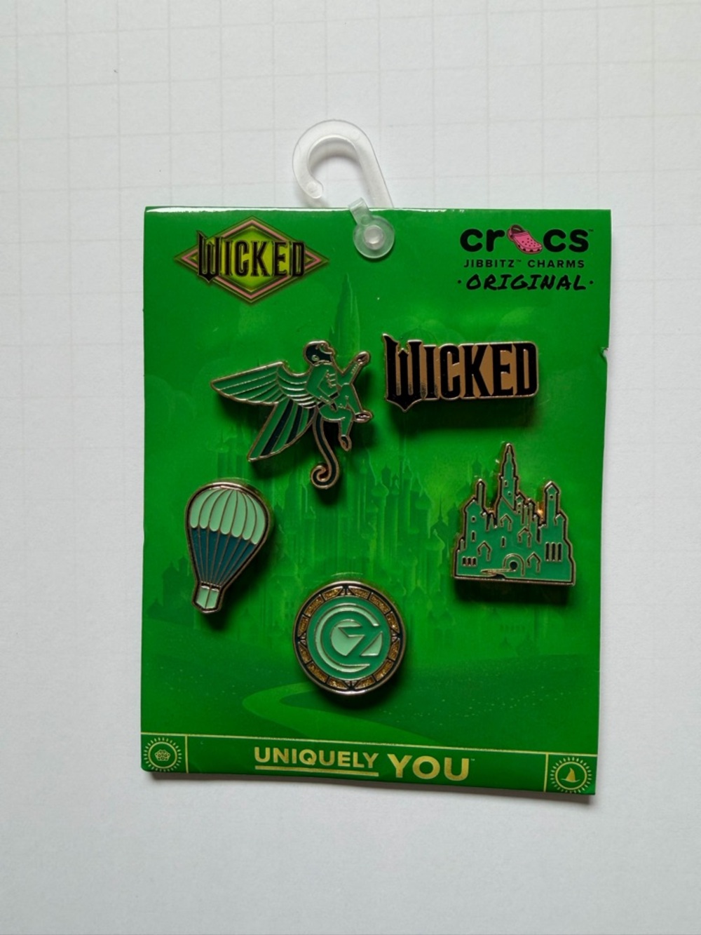 CROCS Wicked Jibbitz Charm Pack – Green and Gold Accents